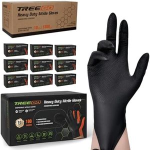 TREEGO 10 Mil Black Nitrile Gloves Bulk Case, 1000 Count Large — Heavy Duty Diamond Texture, Latex Free Disposable Gloves for Shop Teams, Mechanics, Industrial & Maintenance Workflows