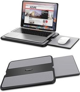 AboveTEK Portable Laptop Lap Desk w/Retractable Left/Right Mouse Pad Tray Non-Slip Heat Shield Tablet Notebook Computer Stand Table w/Sturdy Stable Cooler Work Surface for Bed Sofa Couch or Travel