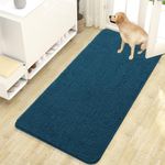 OLANLY Dog Door Mat for Muddy Paws 47x24, Absorbs Moisture and Dirt, Absorbent Non-Slip Washable Mat, Quick Dry Chenille, Mud Mat for Dogs, Entry Indoor Door Mat for Inside Floor, Atlantic Blue