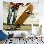 Loussiesd Skateboard Wall Blanket for Girls Boys Children Hipster Tapestry Extreme Sports Wall Hanging Young Man Hip Hop Skate Board Bedding Throw Blanket Medium 51x59 Inch