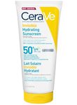 CeraVe Invisible Hydrating Sunscreen SPF 50+, Broad Spectrum UVB UVA Protection, With 3 Essential Ceramides, MVE Technology, Body and Face, For Sensitive Skin, Kids & Adults, Water Resistant, 177ml