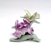 Cosmos Gifts 96442 Fine Elegant Porcelain Mini Hummingbird with Iris Flower Figurine, 2-1/2" H