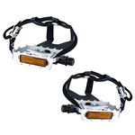 JGbike Bike Pedals with Toe Clips and Straps for Exercise Outdoor Cycling and Indoor Stationary Bike 9/16-Inch Spindle Alloy Bicycle Pedals Wellgo