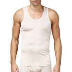 Pure Silk Knit Mens Tank Top Solid US S M L[USS,Beige]