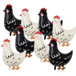 SKIRUP Chicken Foil Balloons, 8 Pieces, 4 White and 4 Black,hen balloon for Kids' Gifts, Animal Theme Birthday Party Decorations, Baby Shower