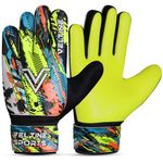 Veltine Sports Soccer Goalie Gloves, Football Goalkeeper Gloves for Kids Boys Children Youth with 4mm Latex Heavy Grip Palm (Fluroscent Yellow, Size 5 Suitable for 9-12 Years, Ambidextrous)