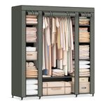 SONGMICS Closet Wardrobe, Portable Closet for Bedroom, Clothes Rail with Non-Woven Fabric Cover, Clothes Storage Organizer, 59 x 17.7 x 69 Inches, 12 Compartments, Sage Green ULSF003C02