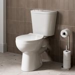 Affine® Essentials Modern Bathroom Cloakroom Close Coupled Toilet Space Saving Small WC Toilets, Soft Close Seat, Curved Pan, Dual Flush Cistern System, White Gloss Ceramic