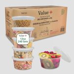 Value Plus (12 oz, 240 Count) Food Storage Deli Containers With Airtight Lids, Takeout Plastic Meal Prep Containers, BPA Free, Stackable, Leakproof, Microwave, Dishwasher and Freezer Safe