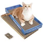 2 Pack Cat Scratcher Cardboard, Reversible Corrugated Cat Scratching Pad Wave Shaped Replacement Cat Scratch Pad Lounge Sofa Bed for Furniture Protector (Catnip Included)