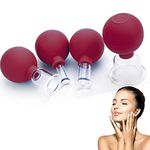 FeelFree Sport Glass Facial Cupping Set- 4Pcs Silicone Vacuum Suction Face Massage Cups Anti Cellulite Lymphatic Therapy Sets For Eyes,Face And Body (Iron Red)