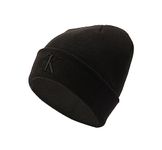 Calvin Klein Men's 3D Embroidered Ck Monogram Cuff Hat Beanie, Black, One Size