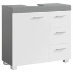 VASAGLE Under Sink Bathroom Cabinet, Storage Cabinet, with 3 Drawers, 2 Compartments Behind the Door, for Washbasins with Pedestal, with Feet, 30 x 70 x 64 cm, Cloud White and Dove Grey BBK504W02