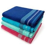 Kaufman - 35" X 70" Oversized Solid Color Velour Super Soft Beach and Pool Towel Set of 4 Pieces of Each Color, Easy Care, Extra Large 4-PK, 100% USA Cotton.