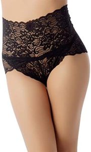 iB-iP Women's Sexy Lace Knickers See Through Underwear High Waist Hipster Panties, Size: 14, Black