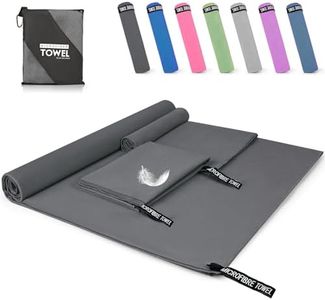 Pfloge® Toalla Microfibra Juego de 3, 180x80 CM Toalla Gimnasio + 2 Pcs 80x40 CM Toalla Pequeña, Secado Rápido, Toalla de Viaje Ligera para Fitness, Viajes, Playa, Yoga y Sauna(Gris Oscuro)