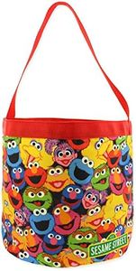 Sesame Street Elmo Boys Girls Collapsible Nylon Gift Basket Bucket Toy Storage Tote Bag (One Size, Red/Multi)