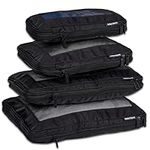 Aerotrunk Compression Packing Cubes for Suitcases - Double Zipper Compression Luggage Organizers - Washable Travel Packing Cubes (4-Pack, Black)