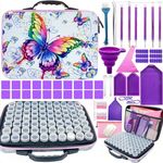 ZOUFRIDN Diamond Painting Accessories Storage Container, 70 Slots Colorful Bead Storage with 5D Diamond Art Accessories and Tools Kit, Resin Drill Pen Set, Diamond Art Storage Box for DIY Art Craft