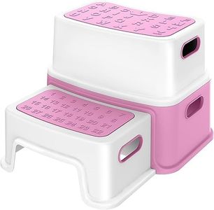 Ronipic 2 Step Stools for Kids, Toddler Step Stool for Toilet Potty Training, Anti-Slip Potty Stools with Numbers/ABC, Bathroom Step Stool for Kitchen