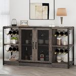 GAOMON Wine Bar Cabinet, Liquor Cabinet for Liquor and Glasses, Industrial Bars & Wine Cabinets with Storage and Wine Rack, Home Bar Furniture for Dining Room, Living Room, Kitchen (Oak)