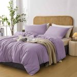 YASMENG Purple Duvet Cover King Size Ultra Soft Washed Microfiber Lilac Bedding Comforter Cover for All Seasons 3Pcs Solid Color Shabby Chic Minimalism Bedding Set with Zipper & Pillowcase