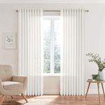 MEETBILY Curtains Panels for Back Tab Semi Sheer, Linen Textured Drapes Rod Pocket, Flax Curtains for Farmhouse/Bedroom/Living Room/Window (2-Pack, 50 x 96 inch, Ivory)