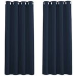 PONY DANCE Navy Blackout Curtains - 63 inch Drop Eyelet Top Drapes Privacy Protected Room Darkening for Living Room/Kids' Bedroom, 52 x 63 inch, 2 Panels, Navy Blue