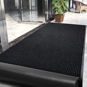 LVETOLS 3' x 10' High Traffic Guard Doormat, Commercial Grade Door Floor Mat Striped Brush Step Entrance Mat with Rubber Backing, Low Profile Commercial Rugs for Entryway, Easy to Clean(Jet Black)