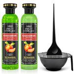 Adbeni Fruit Vineger Gel Hair Color, Black | Natural Hair Dye for Men & Women | No Ammonia & No PPD, Long-Lasting, Gentle on Scalp | 500ml Black With Bowl & Brush