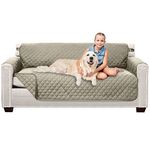 Sofa Shield Patented Couch Cover, Reversible Tear and Stain Resistant Sofa Slipcover, Quilted Microfiber 178 cm 3 Seat Durable Furniture Protector with Straps, Washable Covers for Dogs, Light Taupe