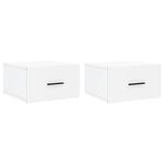 Gecheer Floating Nightstand Set of 2 Wall-mounted Bedside Cabinet Bedside Table Bedroom Storage Unit Furniture White 35x35x20 cm