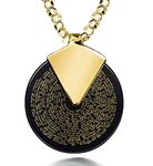 NanoStyle I Love You Necklace Pure Gold Inscribed in 120 Languages on Onyx Gemstone Gold Plated Silver Pendant, 18" Chain