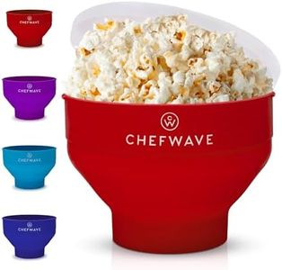 Chefwave Silicone Popcorn Popper (Red) - Reusable, Collapsible Microwave Popcorn Bowl - Dishwasher Safe