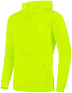 ProtectX Hi Vis Hoodie with Pockets, Long Sleeve High Visibility Hoodie, Lightweight Quick Dry Safety Shirts with Hood, Geen Small Green