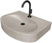 Trueform Concrete Ellipsa 30 Inch Wall-Mount Oval Modern Sink in Natural Concrete | Premium Durable Concrete Sink for Bathrooms, Powder Rooms, Lavatories - Polished Chrome Drain | Made in the USA