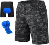Men's Mountain Bike Shorts 3D Padded Loose-fit Biking Cycling Shorts Lightweight Bicycle Riding Trainning Shorts(Camo Black,XXL)