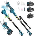 GEVEELIFE 2-in-1 Electric Pruning Shears Cordless, 1.6" Cutting Diameter, Electric Tree Pruner with 12.8Ft Reach Extension Pole, 2×4.0Ah Battery Powered Pole Pruner for Tree Trimming
