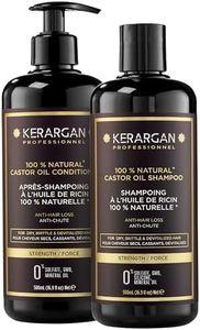 Kerargan - Duo Anti-Chute Shampoing & Après-shampoing à l'Huile de Ricin pour Cheveux Secs, Cassants, Dévitalisés - Favorise la Croissance - Sans Sulfate, Silicone, OGM - 2x500 ml