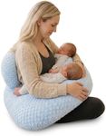 Twin Nursing Pillow for Breastfeeding Twins, Dual Cradle Feeding Pillow, Machine Washable with Removable Insert, Soft Minky Dot Cover, Adjustable Buckle Strap, Tandem Breast Feeding & Baby Care(Large)