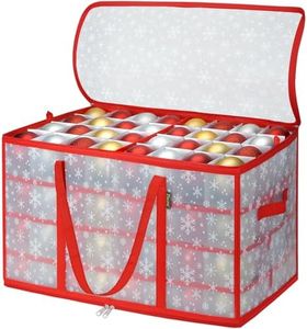 BALEINE Plastic Christmas Ornament Storage Box with Dividers, Large Ornament Storage Container for Holiday Ornaments Xmas Decorations (128 Ball, Snow Flake)