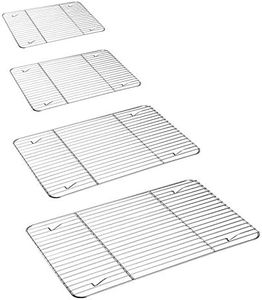 P&P CHEF Cooling Rack Set for Baking Cooking Roasting Oven Use, 4-Piece Stainless Steel Grill Racks, Fit Various Size Cookie Sheets - Oven & Dishwasher Safe