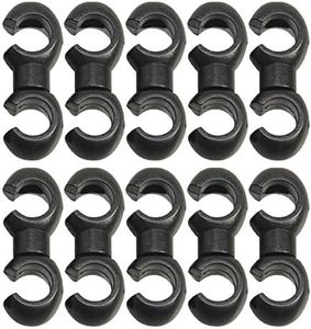 Saipe 10 Pcs Bike Cable Clasps Rotatable S-Hook Clips for Brake MTB Road Bicycle, Black