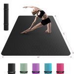 HAPBEAR Extra Large Yoga Mat - 72"x48"x6mm (1/4 inch), Non-Slip, Durable, Eco-Friendly, Thick Wide Exercise Mat for Home Workouts, Yoga, Pilates, Stretching, Meditation (Barefoot Exercise) - Black