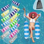 MLRYH Pool Float Water Hammock, 6 Pcs Swimming Pool Floating Chair, 4 in1 Inflatable Hammock(Saddle, Lounge Chair, Hammock, Drifter)，Water Sofa, Swimming Hammock for Adults Kids