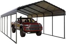 PHI VILLA 12 x 25 ft Heavy Duty Car Port with Galvanized Steel Roof, Sturdy Metal Carport Kits for Cars, Boats, and Tractors