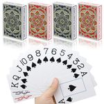 Playing Cards;Plastic Waterproof Playing Cards 4 Pack Poker Cards Jumbo Index Large Print Playing Cards for Adults Seniors Bulk Decks of Cards Set Professional Bridge Size Cards