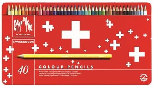 Caran d'Ache 1285.740 Swisscolor Color Pencil with Metal Box, Pack of 40