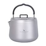 Boundless Voyage Titanium Kettle 1.4L Coffee Tea Water Kettle with Filter and Anti-scalding Handle Lid Suitable Induction Cooker for Home Used Outdoor Camping Hiking Climbing Ti3096D