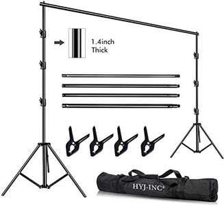 HYJ-INC 10 x 10Ft Photo Video Studio Heavy Duty Adjustable Muslin Backdrop Stand Background Support System Kit for Photography with Carrying Bag，4 Pcs Spring Clamps